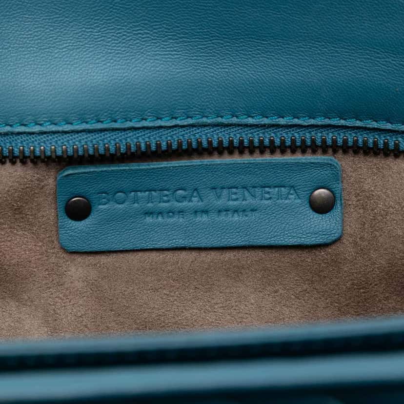 Bottega Veneta Nappa Intrecciato Accordion Satchel Blue Leather Very good condition - Box View
