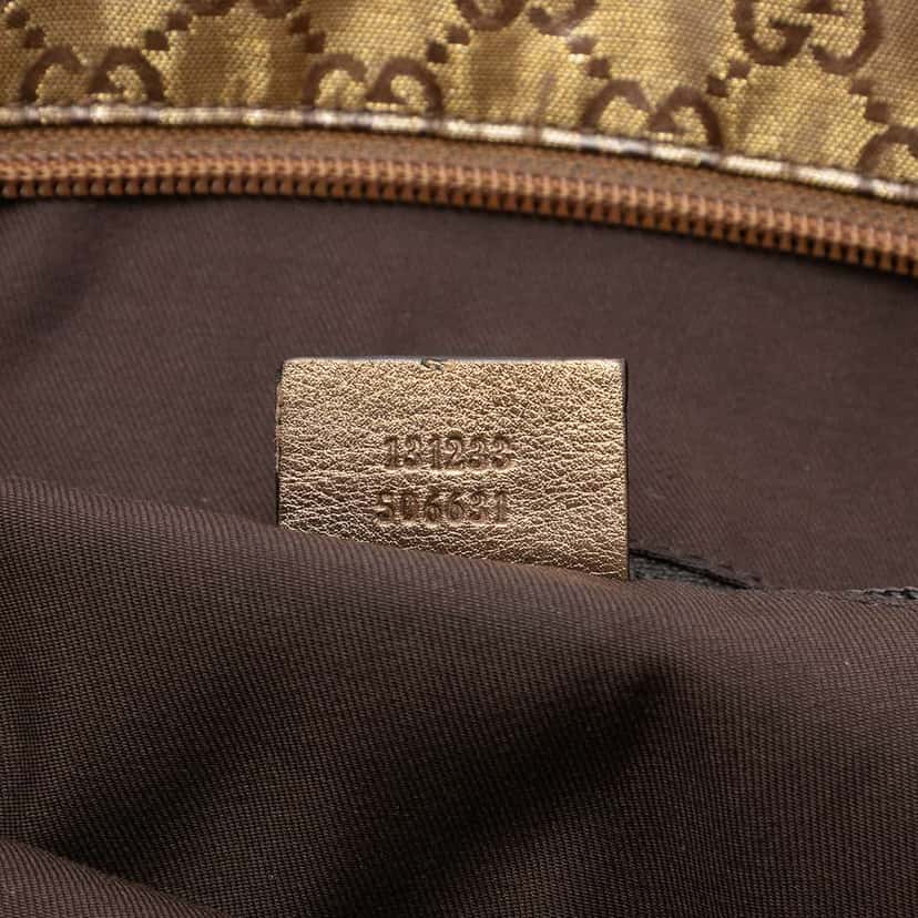 Gucci GG Crystal Vertical Web Tote Gold Canvas Very good condition - Box View