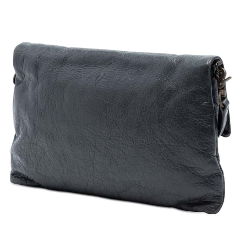 Balenciaga Chevre Motocross Classic Envelope Clutch with Strap Grey Leather Very good condition - Back View