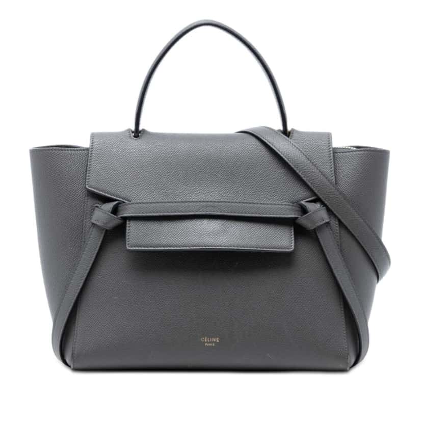 Celine Micro Grained Calfskin Belt Bag Grey Leather Very good condition - Front View