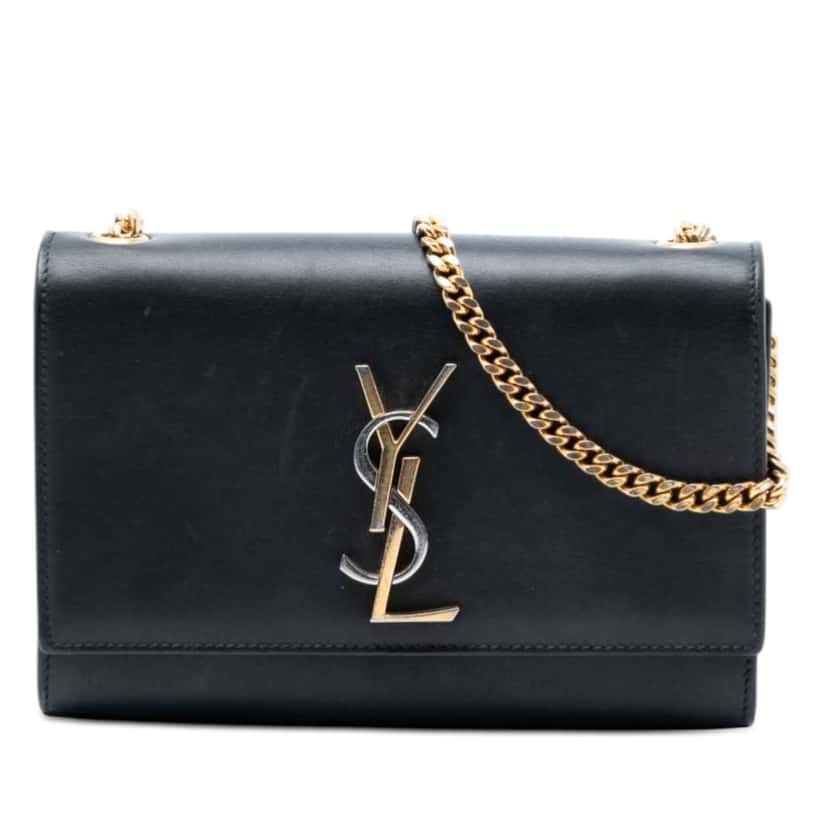 Saint Laurent Small Leather Monogram Kate Crossbody Black Leather Very good condition - Front View