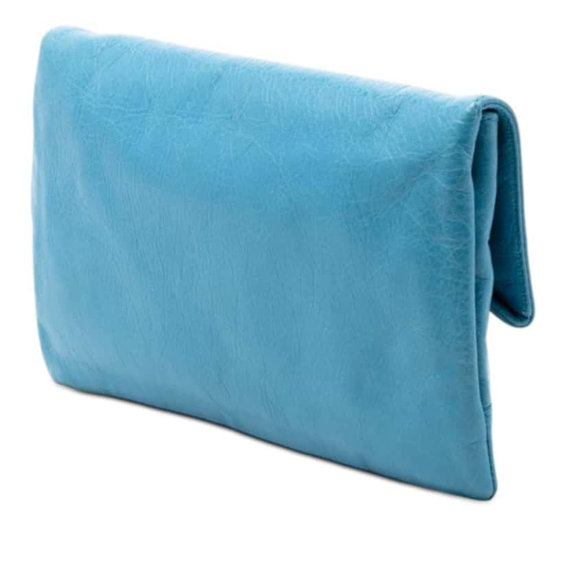 Balenciaga Lambskin Motocross Giant 12 Envelope Clutch Blue Leather Very good condition - Back View