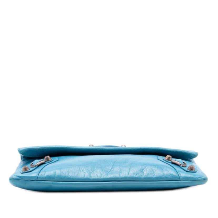 Balenciaga Lambskin Motocross Giant 12 Envelope Clutch Blue Leather Very good condition - Inside View