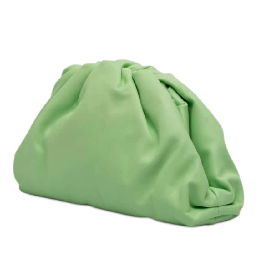 Bottega Veneta Teen Lambskin The Pouch Green Leather Very good condition - Back View
