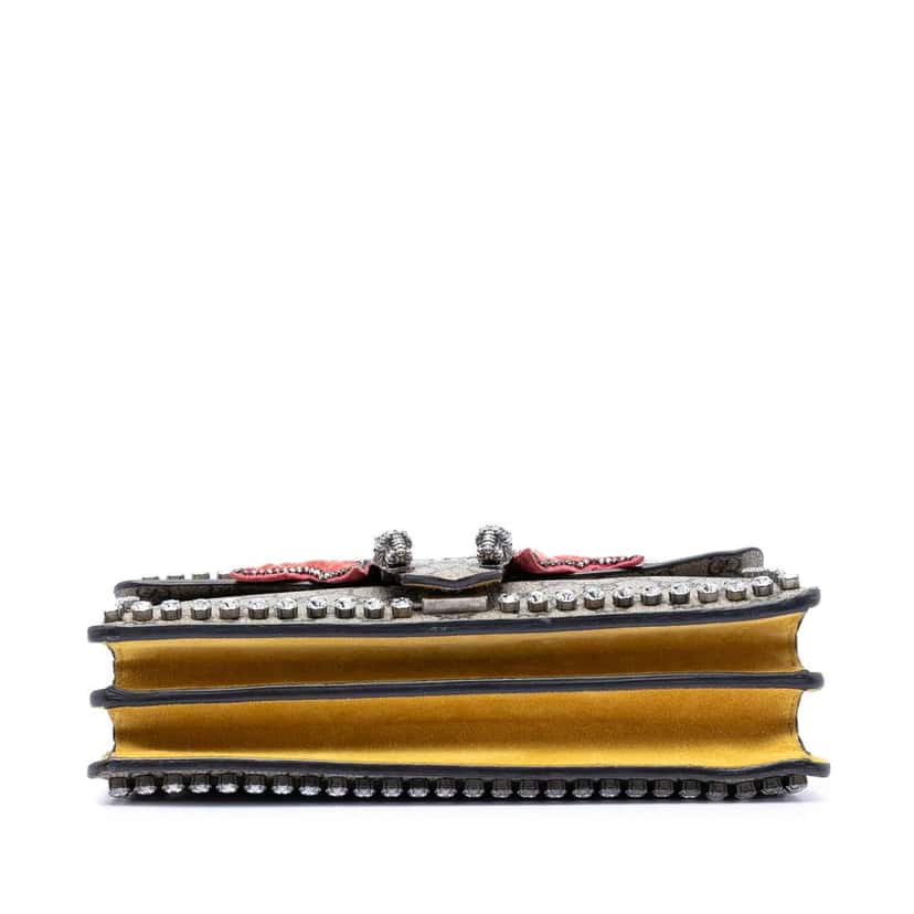 Gucci Medium GG Supreme Embroidered Crystal Bow Dionysus Shoulder Bag Beige Canvas Very good condition - Inside View