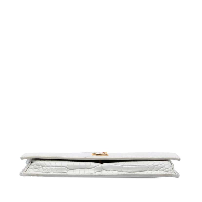 Saint Laurent Croc Embossed Leather Monogram Cassandre Crossbody White Leather Very good condition - Inside View