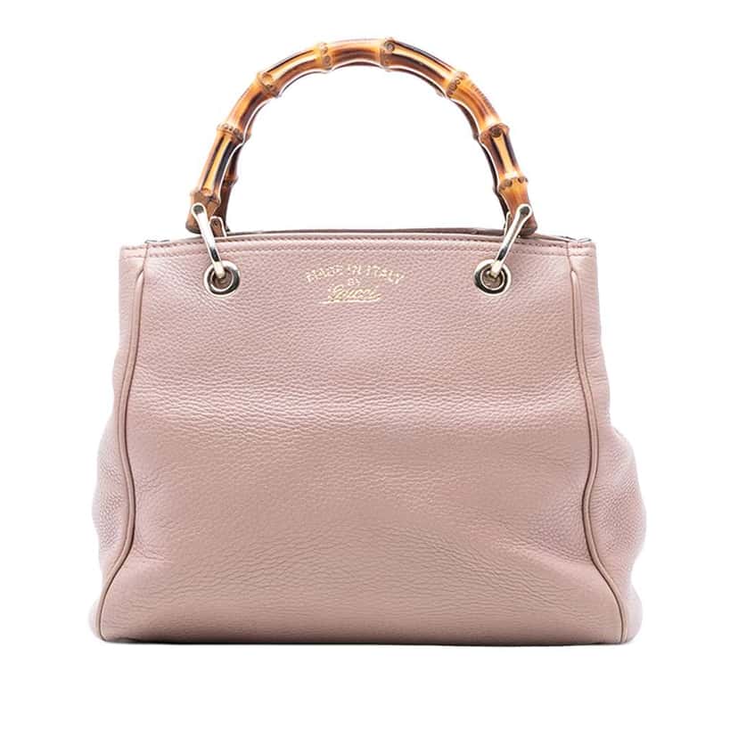 Gucci Small Calfskin Bamboo Shopper Satchel Pink Leather Very good condition - Front View