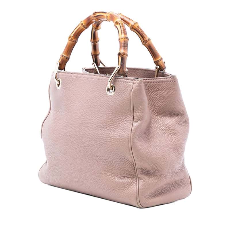 Gucci Small Calfskin Bamboo Shopper Satchel Pink Leather Very good condition - Back View