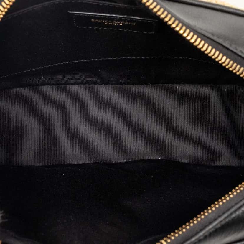 Saint Laurent Woven Raffia and Leather Lou Camera Bag Beige Very good condition - Model View