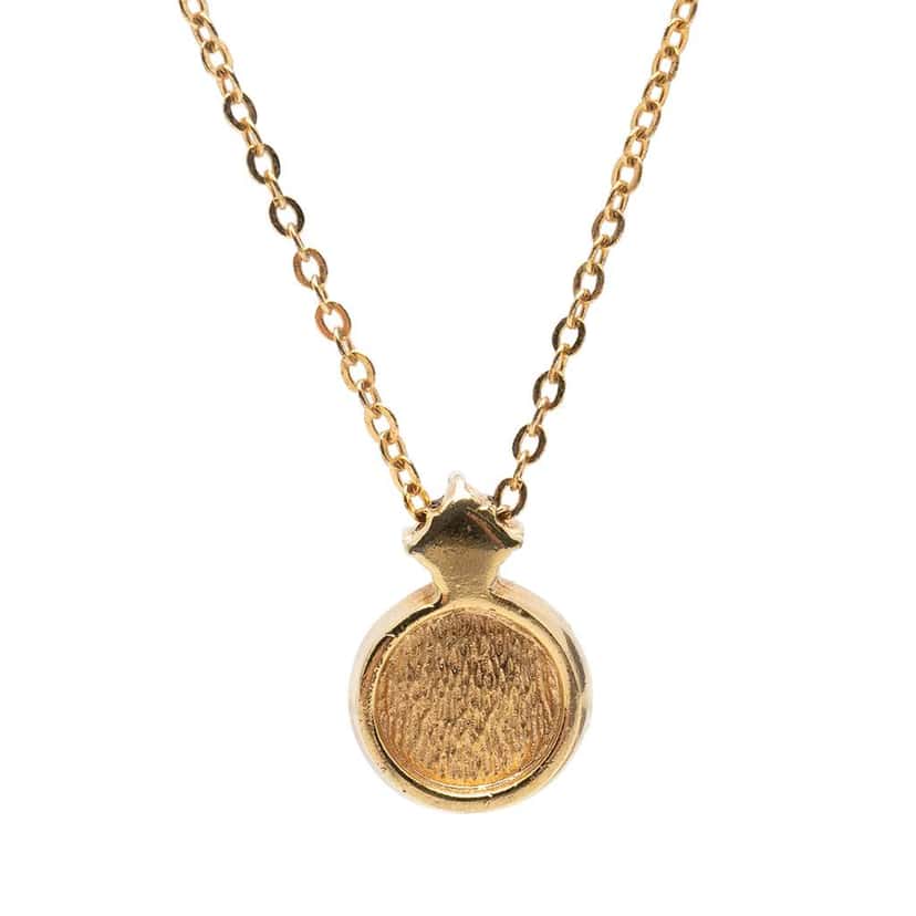 Dior Gold Plated Enamel Strass Logo Pendant Necklace Gold Metal Very good condition - Back View