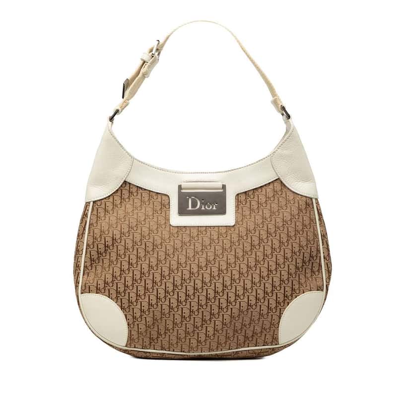 Dior Diorissimo Trotter Canvas Street Chic Shoulder Bag Beige Very good condition - Front View