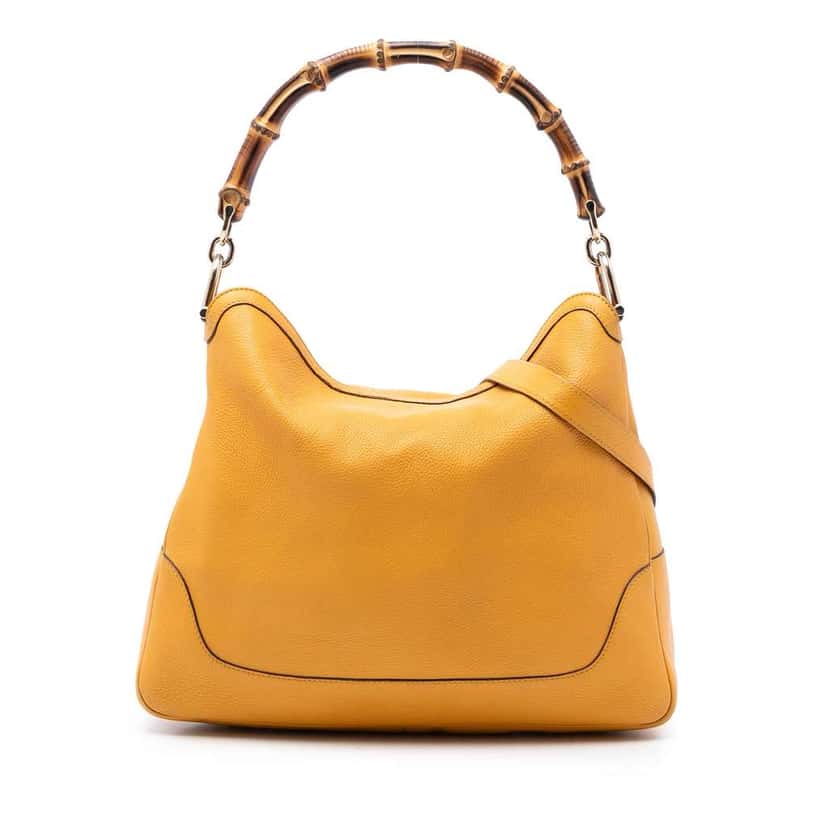 Gucci Calfskin Bamboo Diana Satchel Yellow Leather Very good condition - Front View