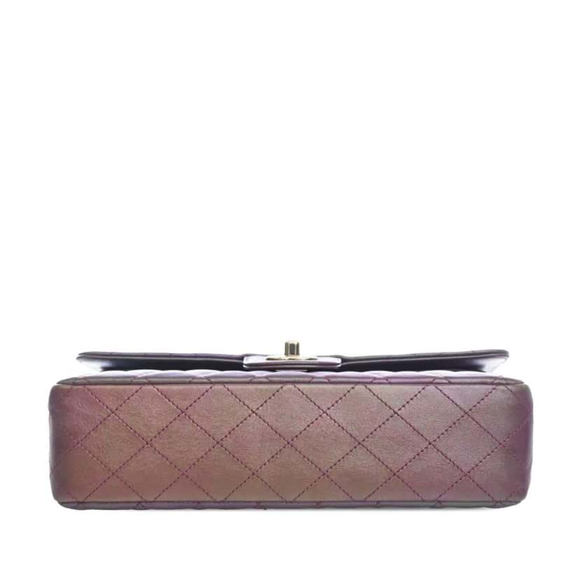 Chanel Medium Classic Iridescent Lambskin Double Flap Purple Leather Very good condition - Inside View