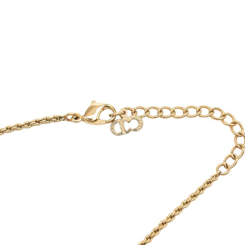 Dior Gold Plated Strass CD Round Pendant Necklace Gold Metal Very good condition - Box View