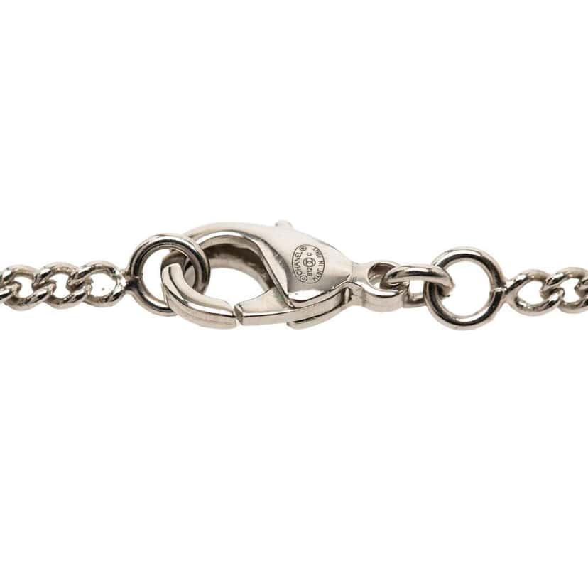 Chanel Brass and Strass Camellia Pendant Necklace Silver Brass Very good condition - Inside View