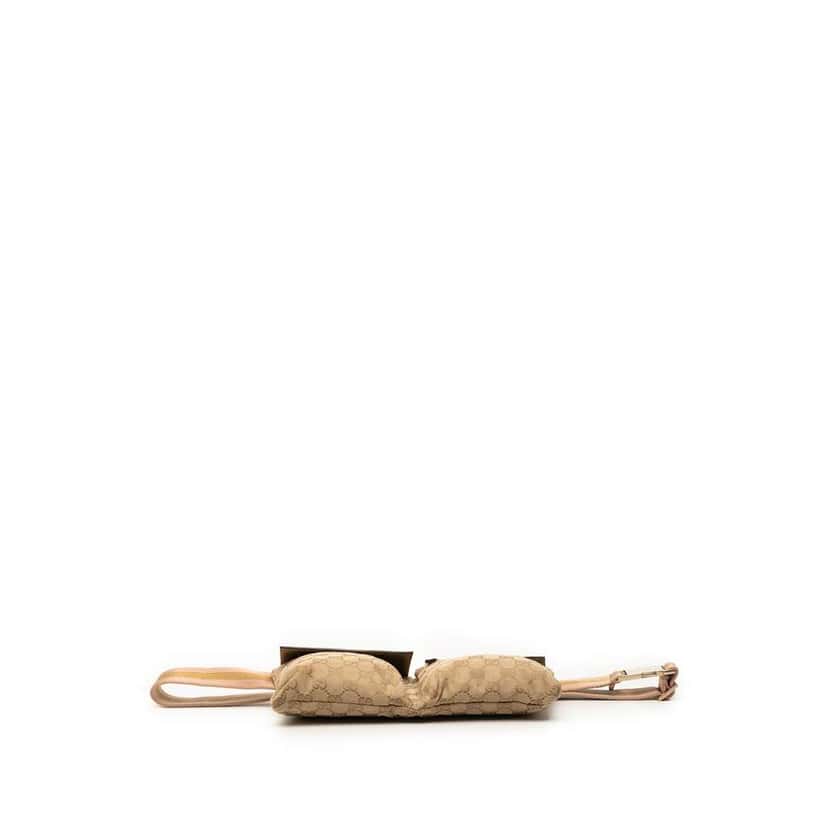 Gucci GG Canvas Web Double Pocket Belt Bag Beige Canvas Very good condition - Inside View