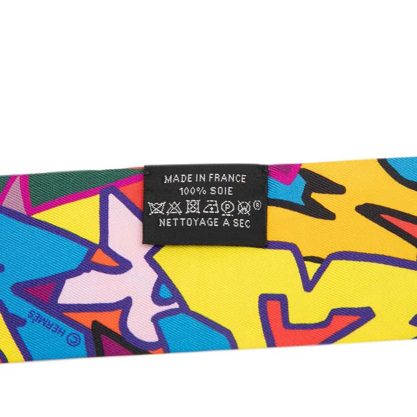 Hermès Graffiti Silk Twilly Scarf Blue Silk Very good condition - Back View