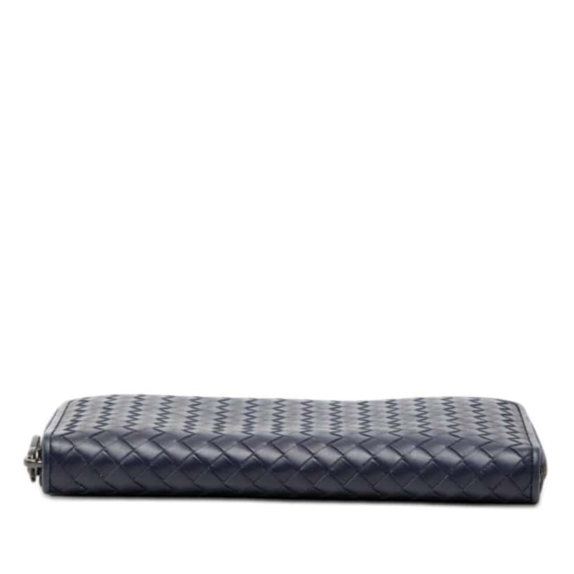 Bottega Veneta Leather Intrecciato Zip Around Wallet Blue Leather Very good condition - Inside View