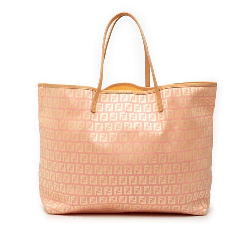 Fendi Medium Zucchino Canvas Roll Tote Pink Canvas Very good condition - Front View