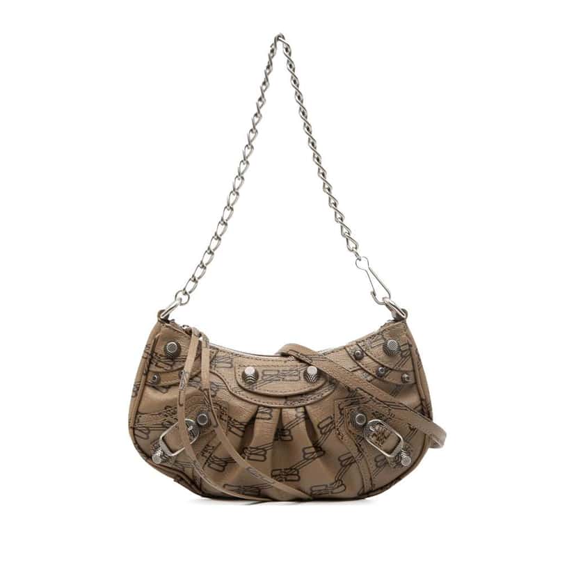 Balenciaga Mini BB Monogram Coated Canvas Le Cagole Brown Canvas Very good condition - Front View
