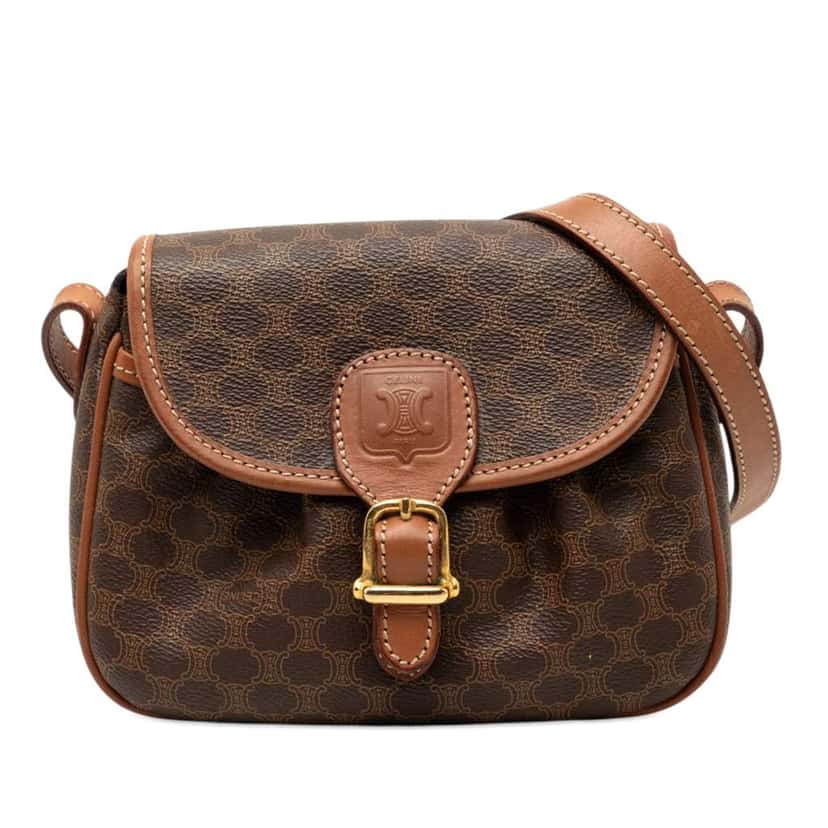 Celine Macadam Coated Canvas Crossbody Brown Canvas Very good condition - Front View