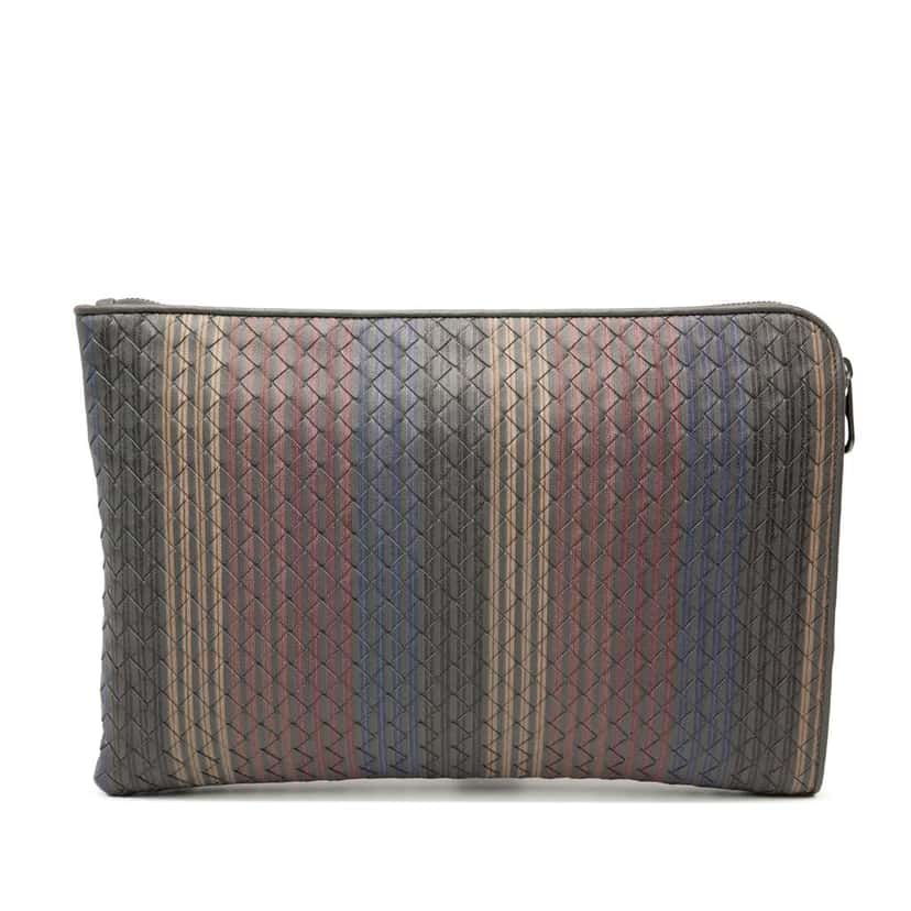 Bottega Veneta Nappa Intrecciato Stripe Document Case MultiColor Leather Very good condition - Front View