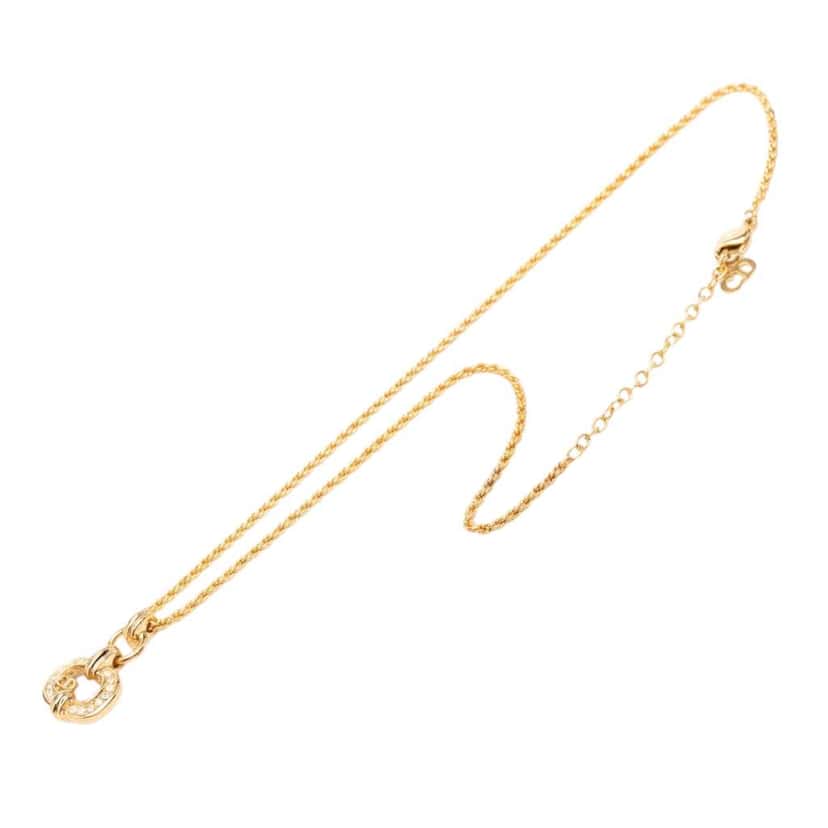 Dior Gold Plated Strass CD Logo Pendant Necklace Gold Metal Very good condition - Front View
