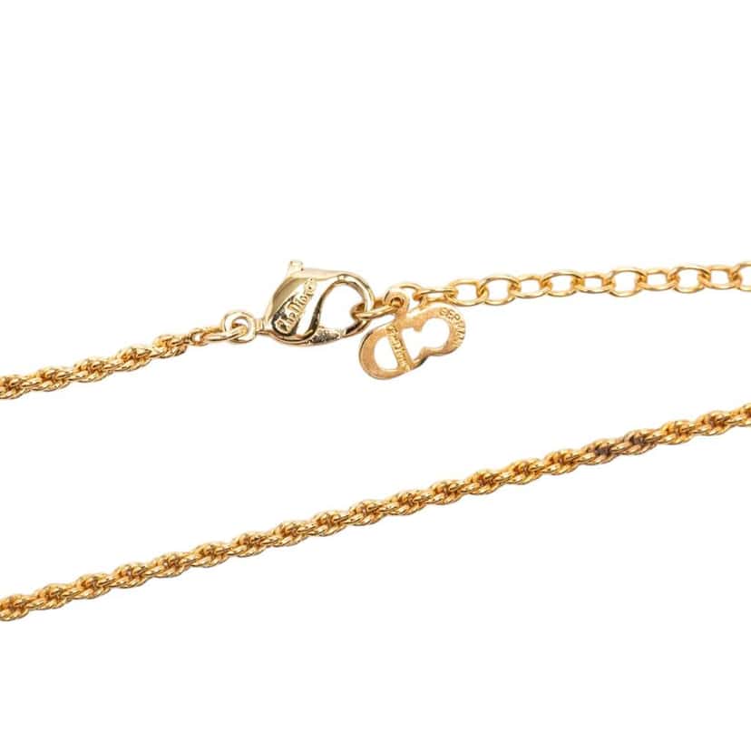 Dior Gold Plated Strass CD Logo Pendant Necklace Gold Metal Very good condition - Model View