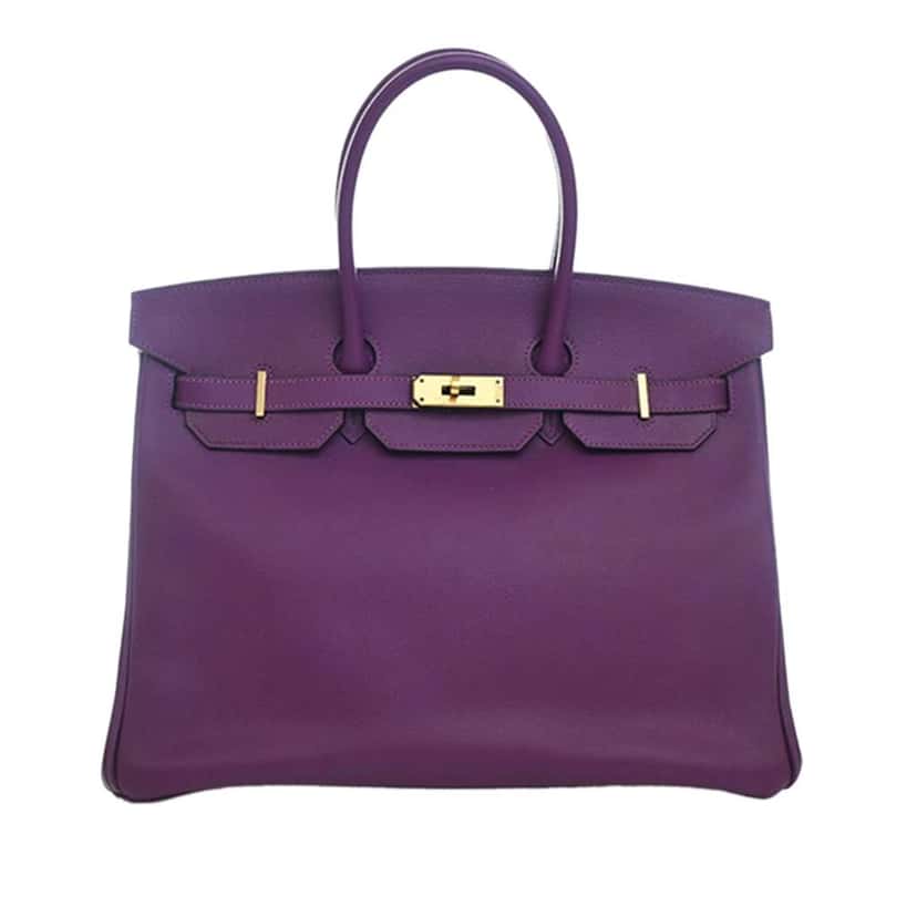 Hermès Epsom Birkin Retourne 35 Purple Leather Very good condition - Front View