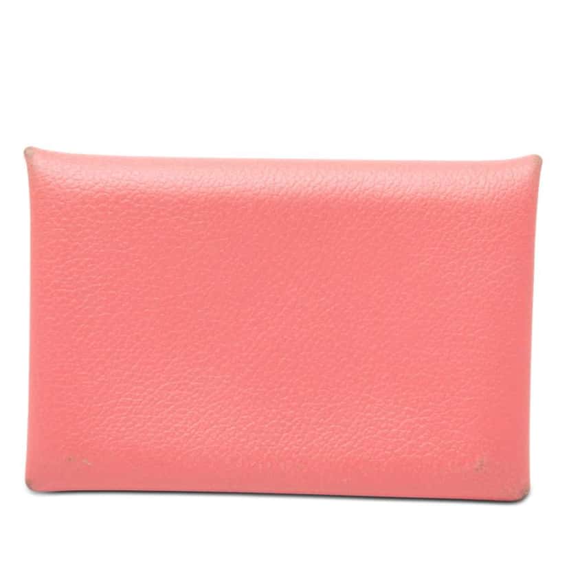 Hermès Chevre Mysore Calvi Card Holder Pink Leather Very good condition - Front View
