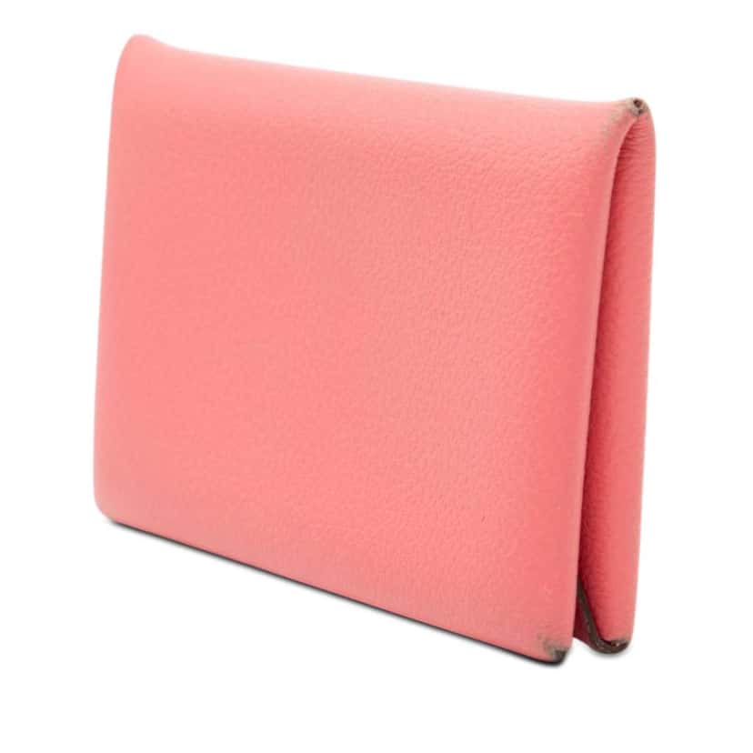Hermès Chevre Mysore Calvi Card Holder Pink Leather Very good condition - Back View