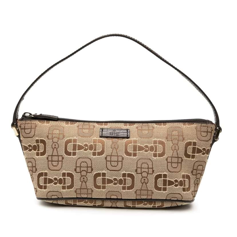 Gucci Printed Canvas Horsebit Boat Beige Canvas Very good condition - Front View