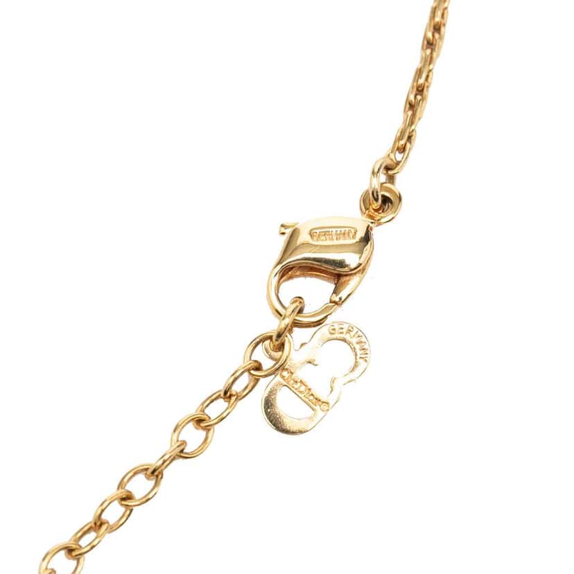 Dior Gold Plated Strass CD Logo Heart Pendant Necklace Gold Metal Very good condition - Inside View