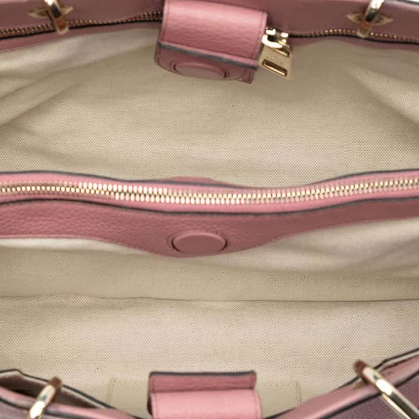 Gucci Medium Bicolor Calfskin Bamboo Shopper Satchel Pink Leather Very good condition - Model View