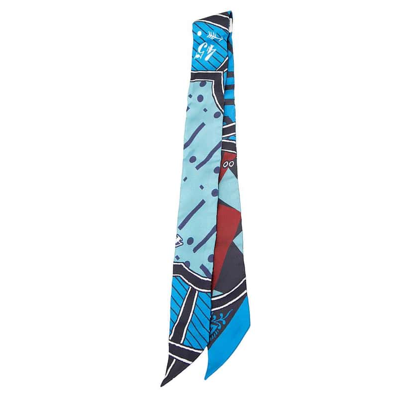 Hermès Jeu de Soie Uniforme Twilly Silk Scarf Blue Silk Never worn - Back View
