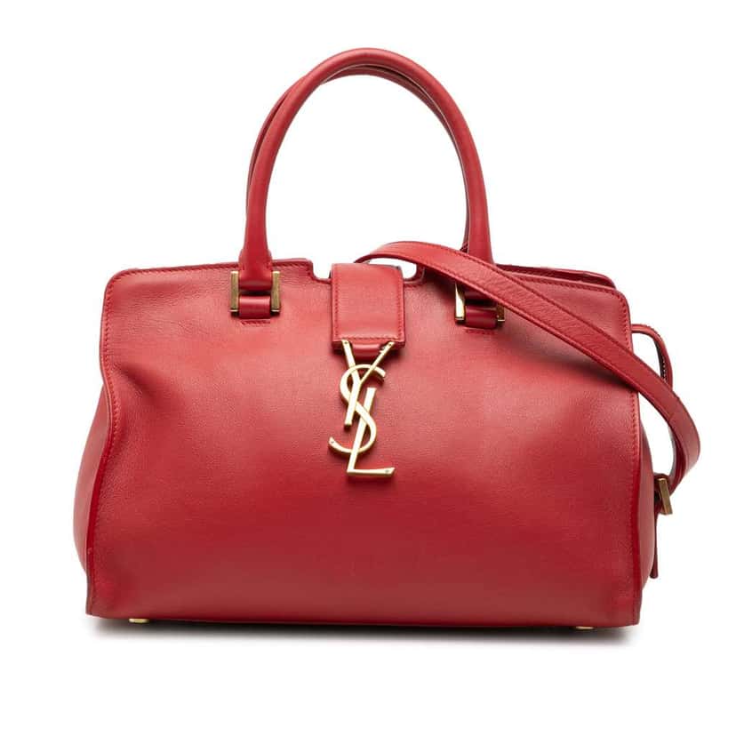 Saint Laurent Baby Leather Monogram Downtown Cabas Satchel Red Leather Very good condition - Front View