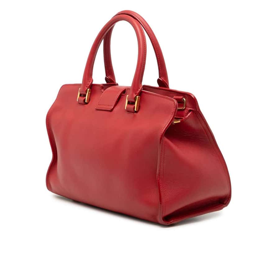 Saint Laurent Baby Leather Monogram Downtown Cabas Satchel Red Leather Very good condition - Back View