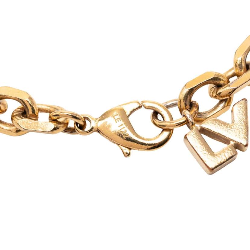 Louis Vuitton Gold Plated Brass and Strass Love Letters Charm Bracelet Gold Metal Very good condition - Model View
