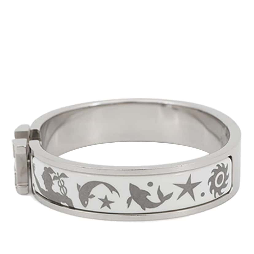 Hermès Narrow Enamel Sous le Charme d Orphee Clic H Bracelet PM Silver Very good condition - Back View