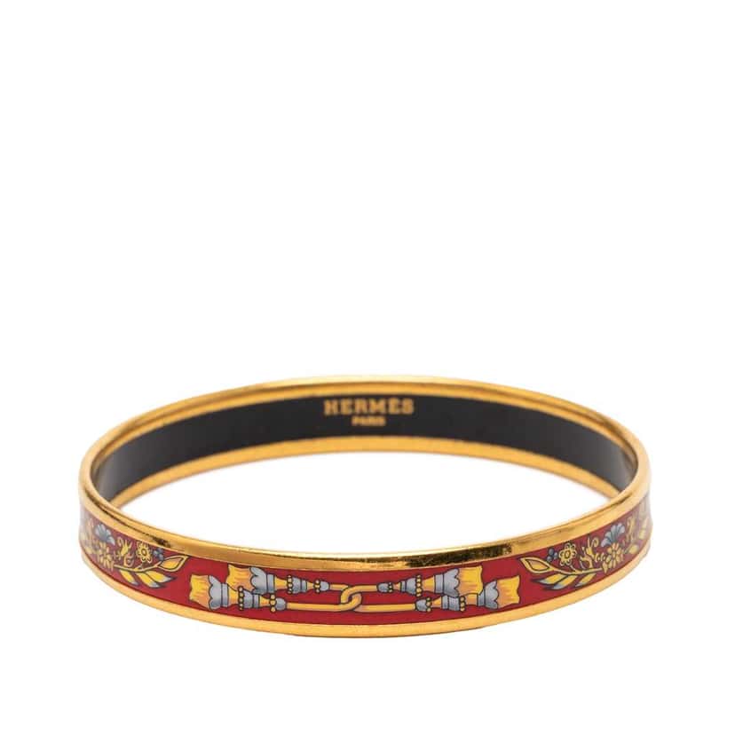 Hermès Narrow Tassels Enamel Bangle 65 Red Very good condition - Front View