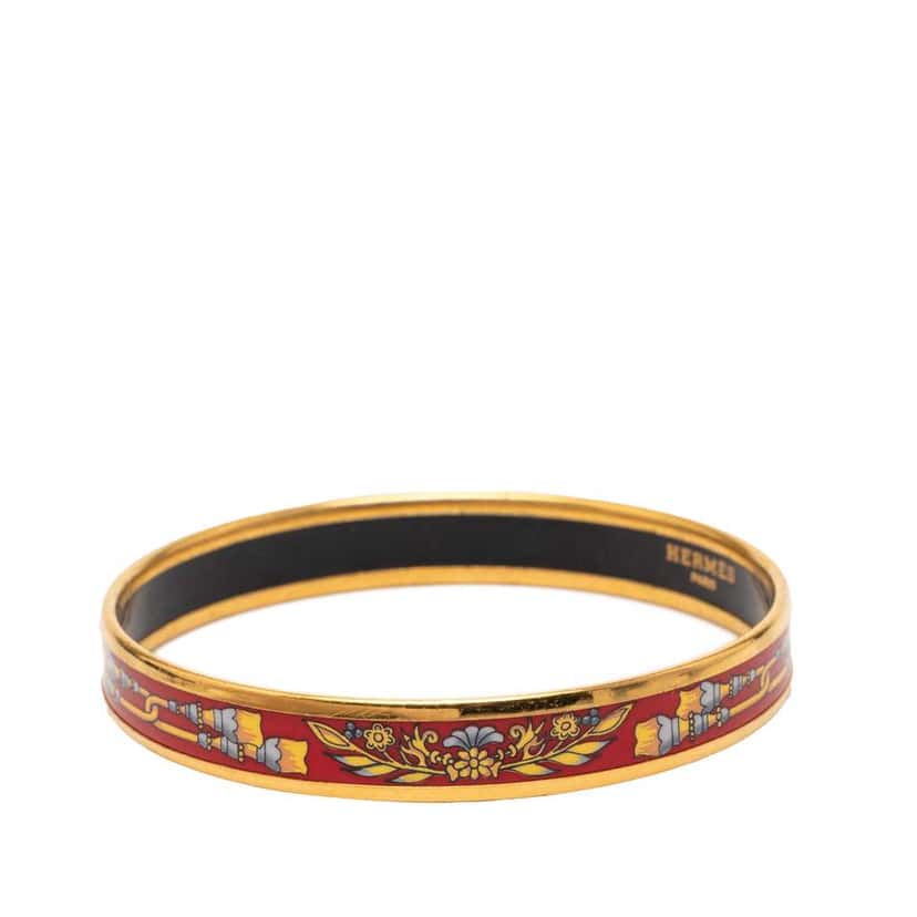Hermès Narrow Tassels Enamel Bangle 65 Red Very good condition - Back View