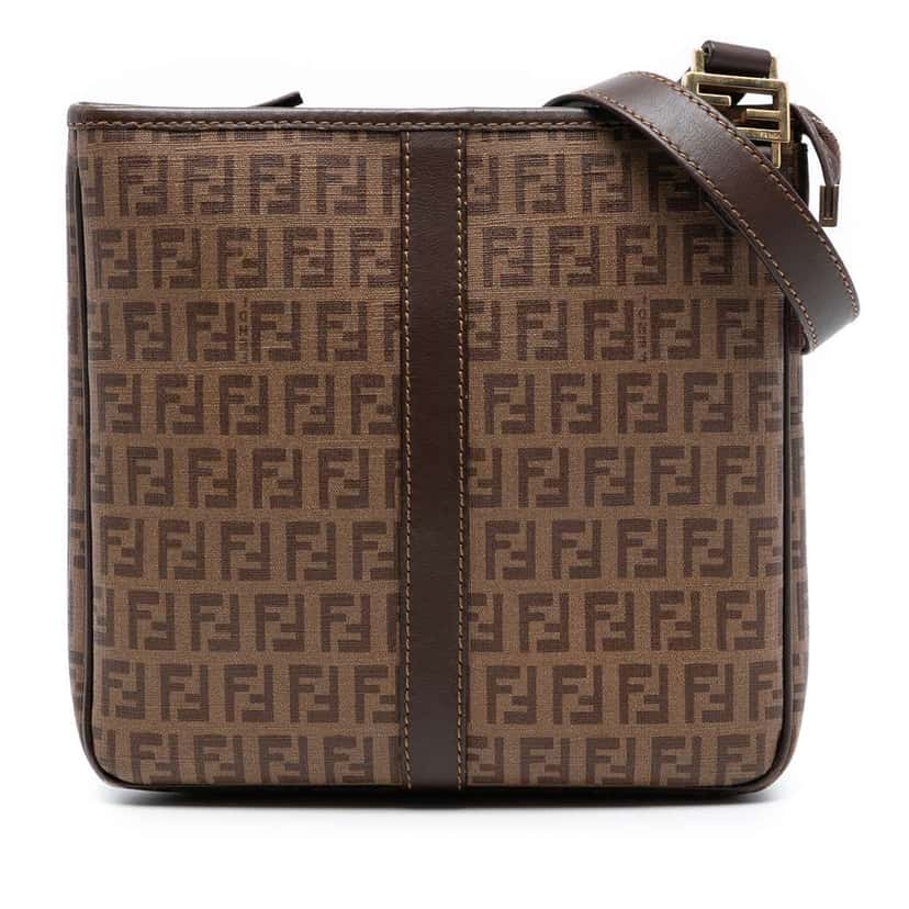 Fendi Zucchino Spalmati Crossbody Brown Canvas Very good condition - Front View