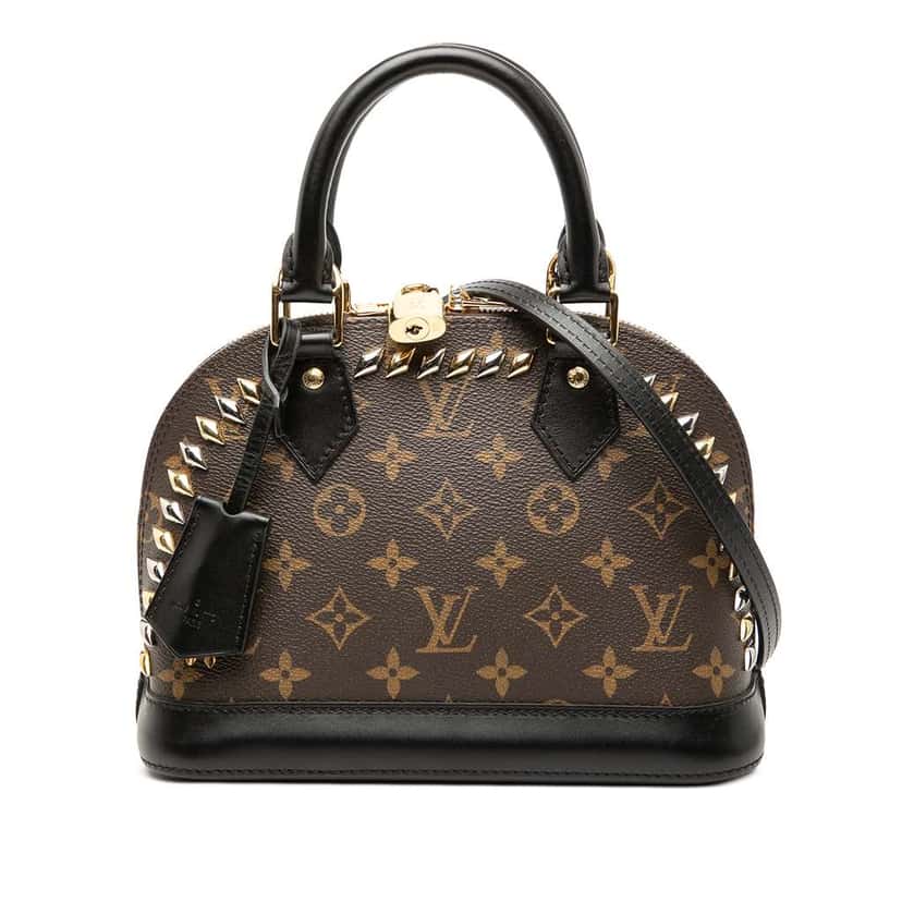 Louis Vuitton Monogram Macassar Studded Alma BB Brown Good condition - Front View