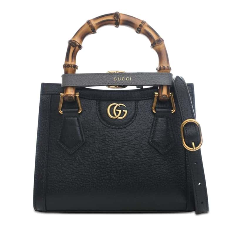 Gucci Small Calfskin Bamboo Diana Satchel Black Leather Very good condition - Front View