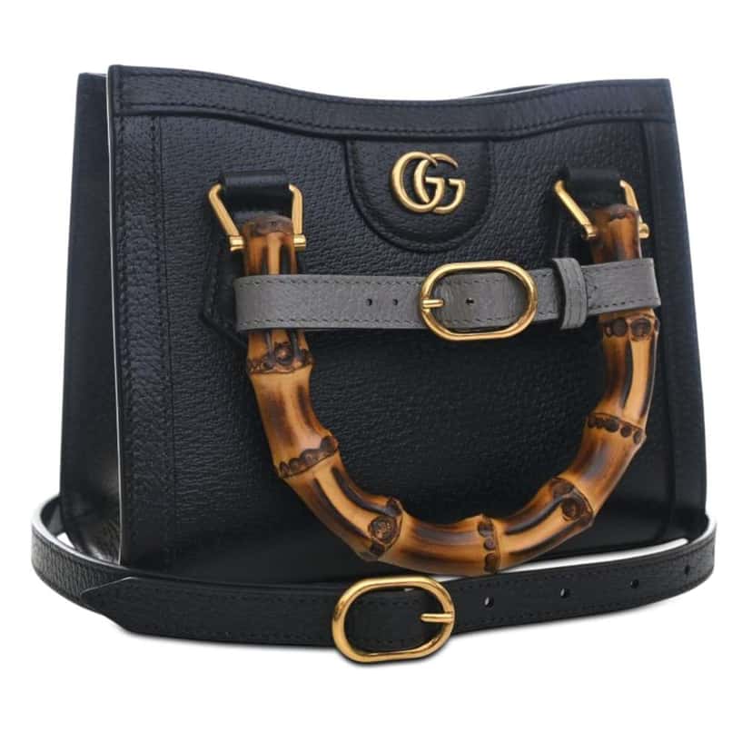 Gucci Small Calfskin Bamboo Diana Satchel Black Leather Very good condition - Back View