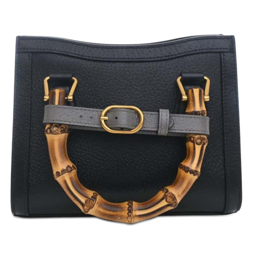 Gucci Small Calfskin Bamboo Diana Satchel Black Leather Very good condition - Model View