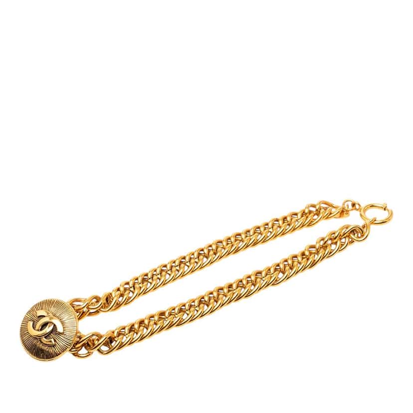 Chanel Gold Plated CC Medallion Choker Gold Metal Very good condition - Front View