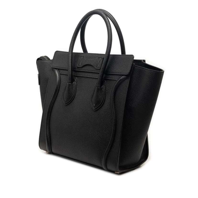 Celine Micro Drummed Calfskin Luggage Tote Black Leather Very good condition - Back View