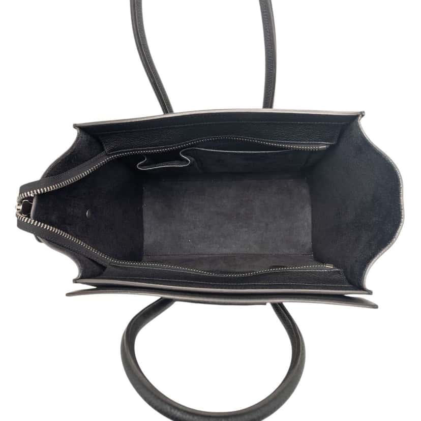 Celine Micro Drummed Calfskin Luggage Tote Black Leather Very good condition - Model View