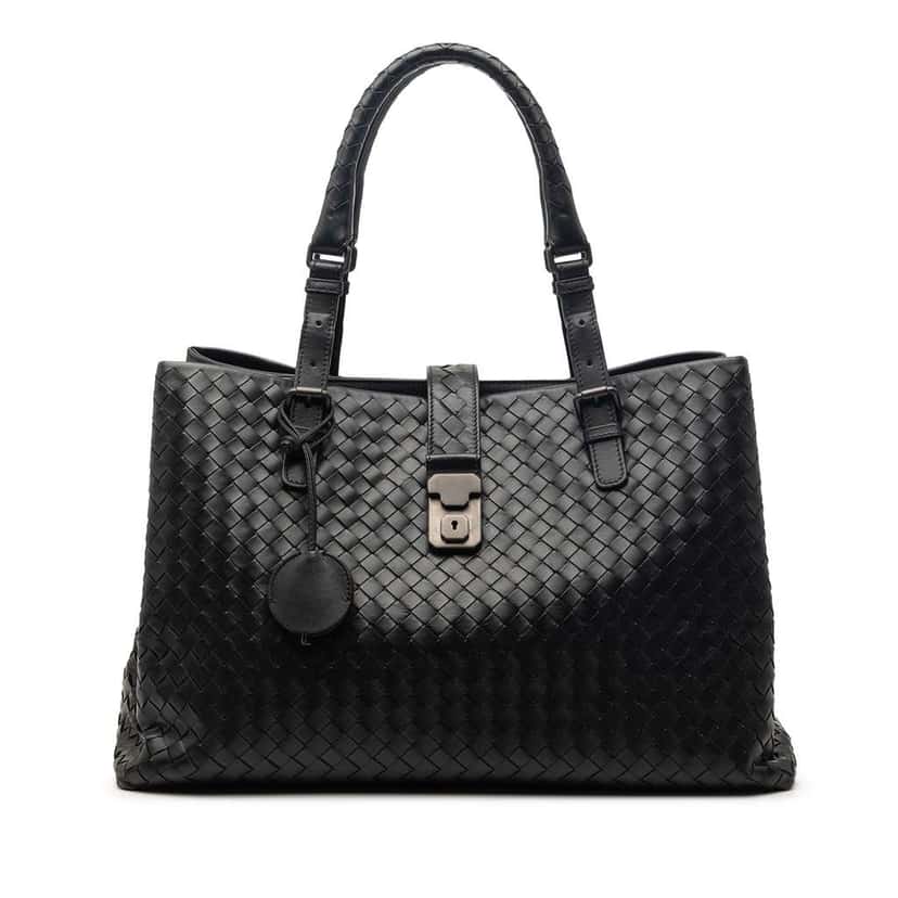 Bottega Veneta Medium Nappa Intrecciato Roma Tote Black Leather Very good condition - Front View